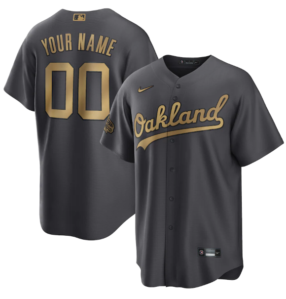 Men's Oakland Athletics Active Player Custom 2022 All-Star Charcoal Cool Base Stitched Baseball Jersey Men's Oakland Athletics Active Player Custom 2022 All-Star Charcoal Cool Base Stitched Baseball Jersey